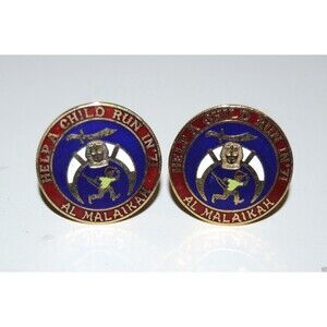 Vintage Enamel 1971 Al Malaikah SHRINERS "Help A Child Run in 71" Cuff Links